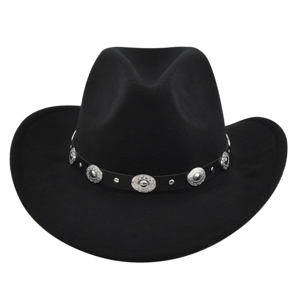 Classic Cowboy Hat Vintage Jazz Hat National Style Fur Top Hat Felt Hat Vintage Imitation Sheep Hat Cowboy Hat - Image 15